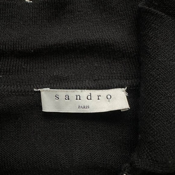 Sandro Paris Tao Ruffled Zip Up Cardigan Womens Size 3 US L Wool Romantic Luxe - Picture 6 of 11